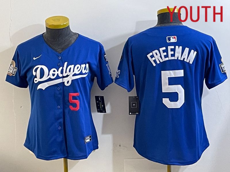 Youth Los Angeles Dodgers #5 Freeman Blue Game 2024 Nike MLB Jersey style 11217
